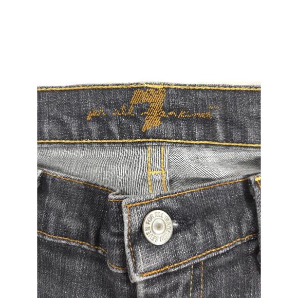 7 For All Mankind Dojo Button Zip Denim Medium Wash Jeans Womens Size 28 Black - Picture 7 of 9